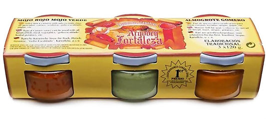 Sauce des Canaries, lot de 3: mojo rouge, verte et mojo almogrote - 3 pcs x 120g